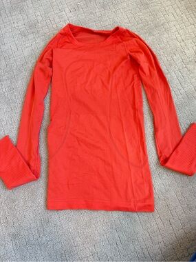 lululemon athletica Long Sleeve Tee in Bright Coral Red